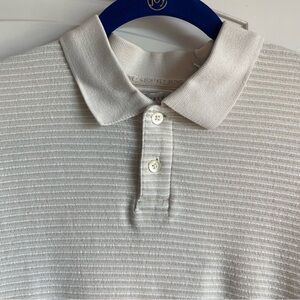 Geoffrey Beene Beige & White Striped Ribbed Polo Shirt